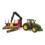 Bruder tractor John Deere 7R 350 cu remorca forestiera si 4 busteni